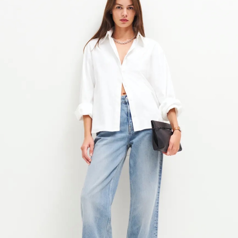 Reformation White Button Down Shirt